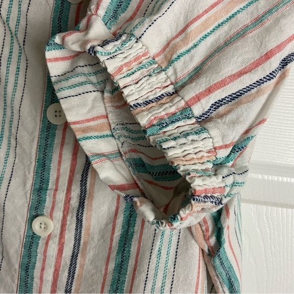 Lane Bryant Square-Neck Striped Top Linen Blend Coastal Beachy Plus Sz 24 - Picture 6 of 12